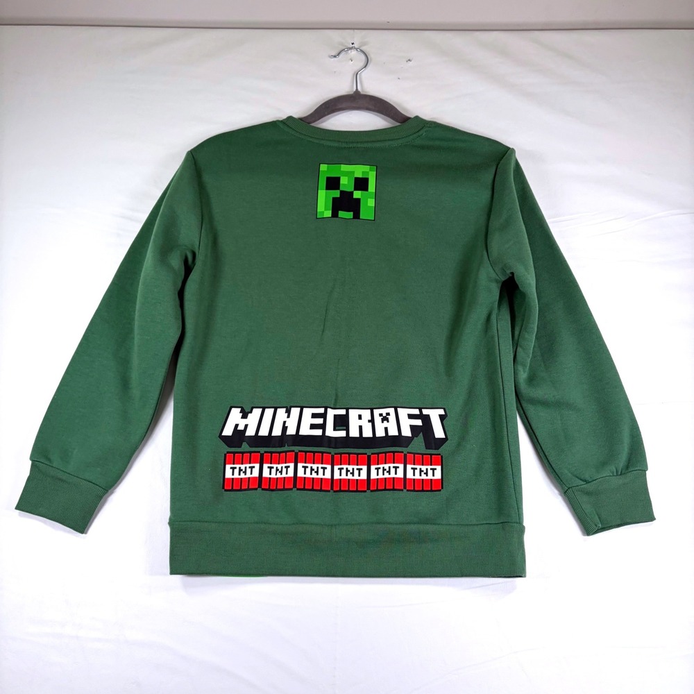 Minecraft Creeper TNT Graphic Sweatshirt Green Kids Large Mad Engine Shirt 10/12